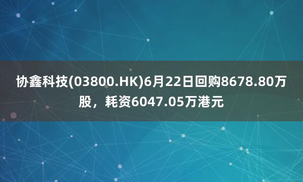 协鑫科技(03800.HK)6月22日回购8678.80万股，耗资6047.05万港元