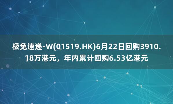 极兔速递-W(01519.HK)6月22日回购3910.18万港元，年内累计回购6.53亿港元